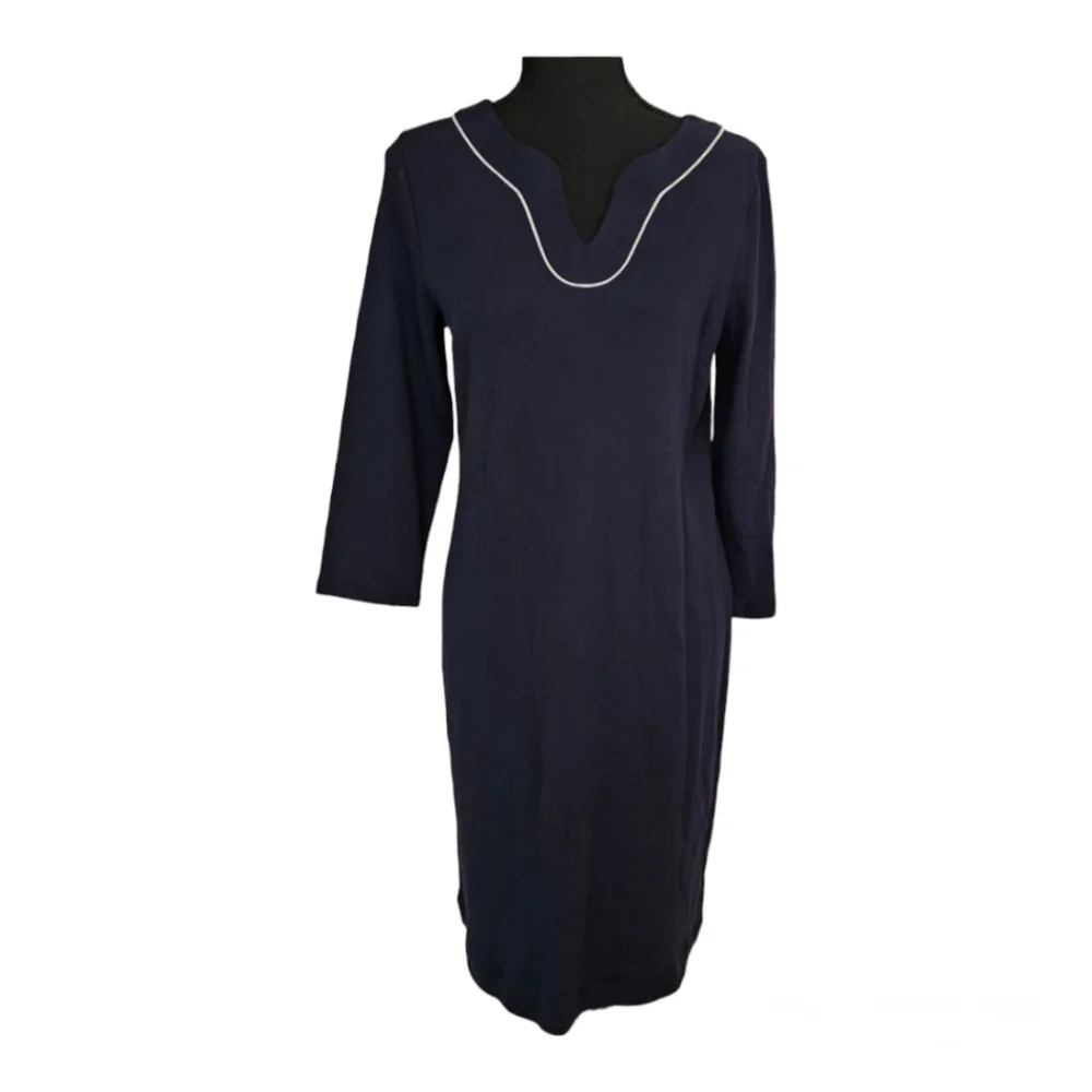 NEW! Talbots Navy Blue 3/4 V-Neck Dress Size S